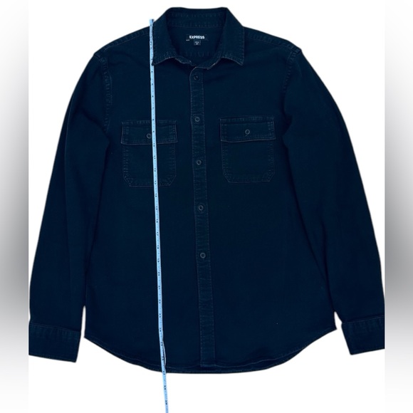 EXPRESS NWOT Men’s Black Cotton-Blend Button Down Shirt Size: S - Picture 5 of 9